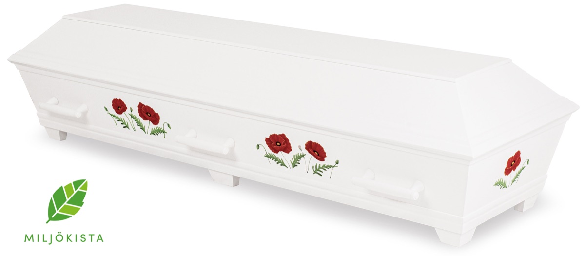 Kista Tradition vit med vallmodekor stängd